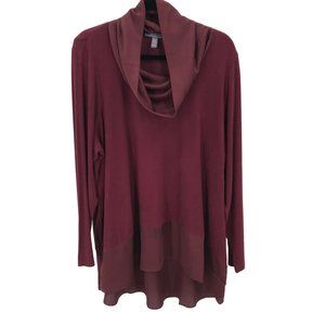 Lisa Rinna Womens Wine Slouchy Turtleneck  Lightweight Sweater Tunic Size 1X